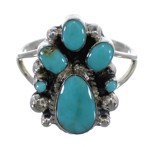 Genuine Sterling Silver Southwest Turquoise Ring Size 8-1/4 RX60478